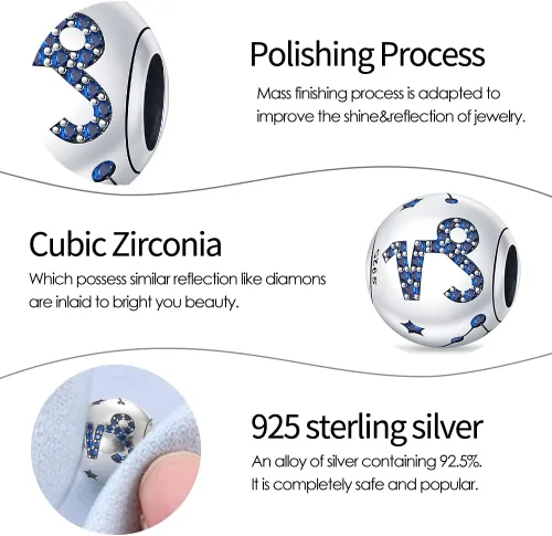 Miniatura 45 de Pandach 12 dijes de cumpleaños con signo del zodiaco de plata de ley 925 con piedra natal para mujer, pulsera, collar, pulsera, regalo para mujeres