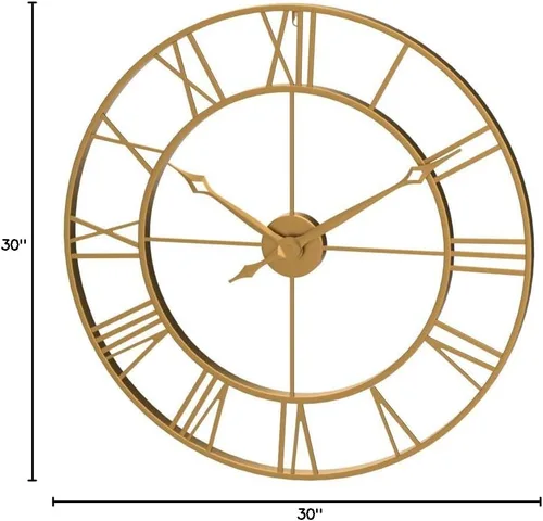 Miniatura 10 de CLXEAST Reloj de Pared de 30 Pulgadas, Gran Reloj de Pared Dorado Champán con Números Romanos de Metal, Relojes de Pared Modernos para Decoración
