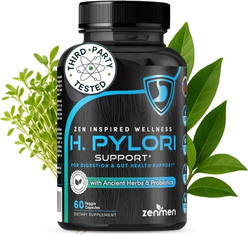 Zenmen H. Pylori Support | Probiótico Lactobacillus Reuteri con Goma Mastic para la digestión y la salud GI - Probado por terceros, 60 cápsulas