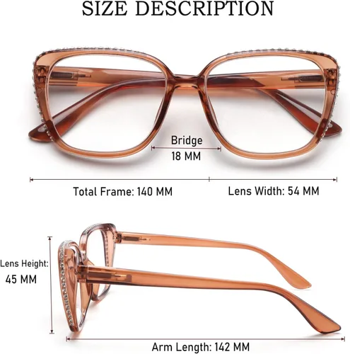 Miniatura 2 de BLOEXCLU Gafas de lectura para mujer, con bloqueo de luz azul, antifatiga ocular, lentes de moda, bisagra de resorte