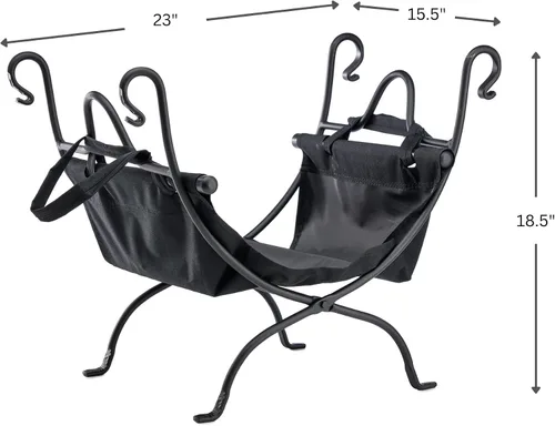 Miniatura 2 de Uniflame Soporte para leña de hierro forjado de lujo, color negro