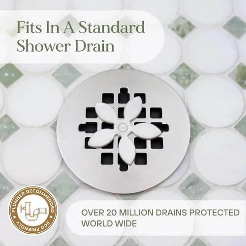 Miniatura 8 de DrainWig Atrapapelos para Desagüe de Ducha – Flor Blanca Desechable (Paquete de 2) – Eliminación de Cabello Sin Contacto para Desagües de Ducha