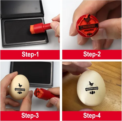 Miniatura 6 de Sello de huevo personalizado para huevos frescos, sellos personalizados de huevo de pato de pollo con nombre de logotipo, almohadilla de tinta