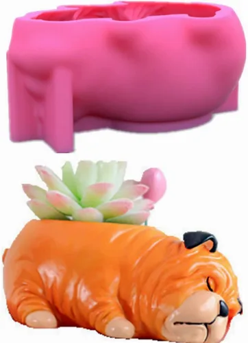 Miniatura 14 de Molde de silicona para macetas, moldes de silicona en forma de animal 3D para hormigón, cemento, yeso, arcilla polimérica, fundición de resina