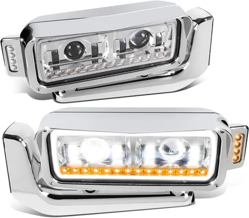 Miniatura 13 de DNA MOTORING HL-HAY-033-BK Par de faros delanteros LED con anillo de halo tipo U y reflector, ángulo amplio, compatible con Peterbilt 359
