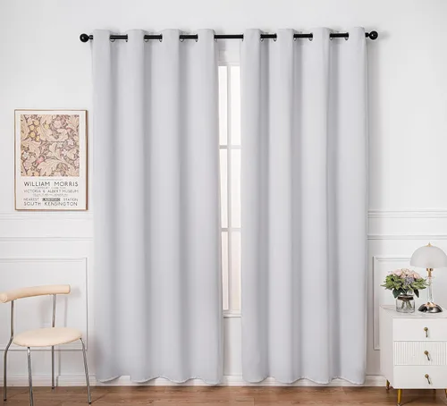 Miniatura 91 de PI Cortinas opacas para dormitorio, tratamiento de ventana con aislamiento térmico de anillo superior, cortinas oscurecedoras de habitación