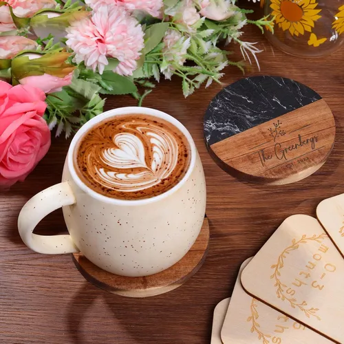 Miniatura 6 de Posavasos personalizados, regalo de aniversario de boda para parejas de amigos, regalo de recién casados, posavasos grabados personalizados