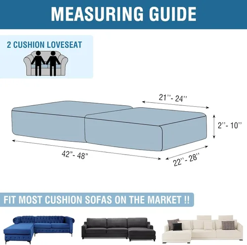 Miniatura 2 de Funda para sofá, funda de cojín de terciopelo elástico de 2 piezas, funda elástica lavable para asiento o respaldo, fundas de asiento de sofá