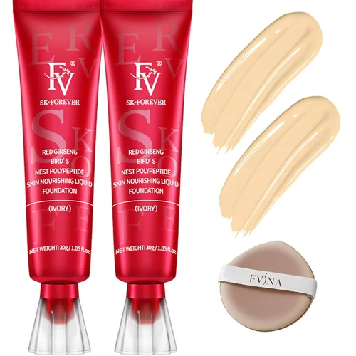 Miniatura 11 de FV Paquete de 2 bases impermeables, base ligera y de cobertura media con acabado mate, control de aceite, maquillaje líquido de larga duración