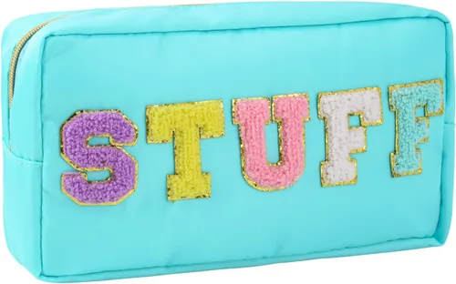 SOIDRAM Bolsa de maquillaje floral acolchada para cosméticos, bolsa de maquillaje de coqueta inflada, bolsa de maquillaje estética grande de viaje,