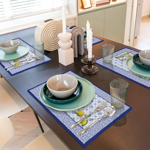 Miniatura 6 de Juego de 4 manteles individuales de lino lavables para cocina, comedor, decoración de mesa