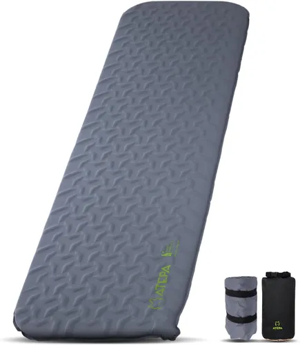 Miniatura 13 de ATEPA Colchoneta de dormir ultraligera autoinflable para mochileros, 1.65 libras, compacta, de 3 estaciones, con R-Value 2.3, almohadilla de espuma