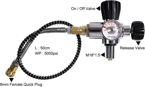 Miniatura 2 de TUXING 4500PSI PCP Paintball de alta presión estación de llenado de acero inoxidable Válvula HPA CO2 tanque DIN sistema de carga negro M18* 1.5
