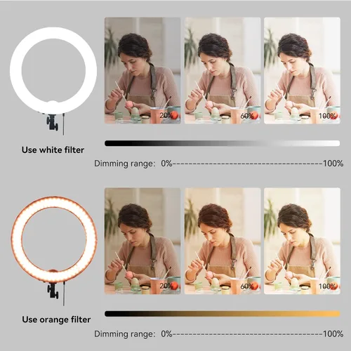 Miniatura 3 de Anillo de luz de 18 pulgadas, 55 W regulable 5500K luz con 240 LED filtro de color, tubo suave y bolsa de transporte para YouTube, TikTok, selfies