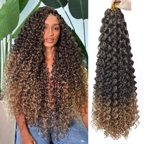 Miniatura 78 de GoGo Curl Crochet Hair 18 pulgadas onda de agua pelo sintético bohemio ganchillo trenzado jengibre onda profunda extensiones de cabello trenzado