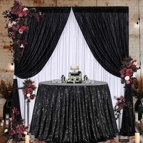 Miniatura 63 de B-COOL Mantel de lentejuelas de 60 x 102 pulgadas, mantel de cumpleaños rectangular azul bebé, brillante, duradero, boda, fiesta, restaurante
