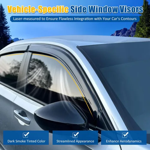 Miniatura 3 de FREEMOTOR802 Deflectores de ventana con cinta para Chevrolet Equinox EV 2024-2026, protectores de lluvia, viseras de ventana lateral, deflectores