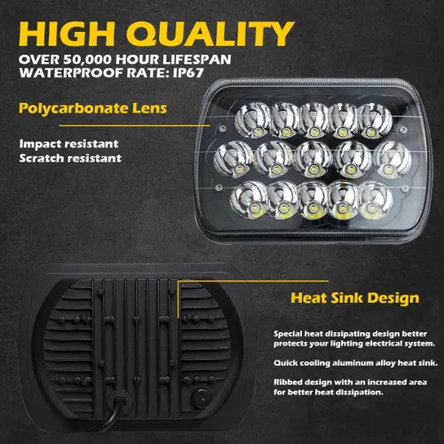Miniatura 7 de Faros delanteros LED H6054, compatibles con Chevy Express Cargo Van 1500 2500 3500 Truck Nissan Pickup Hardbody 240SX D21 NX Ford E250 E350 Jeep XJ
