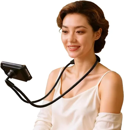 Miniatura 7 de Soporte de teléfono para el cuello - Soporte universal para colgar en el cuello, de uso sencillo, giratorio, con múltiples funciones, soporte Negro