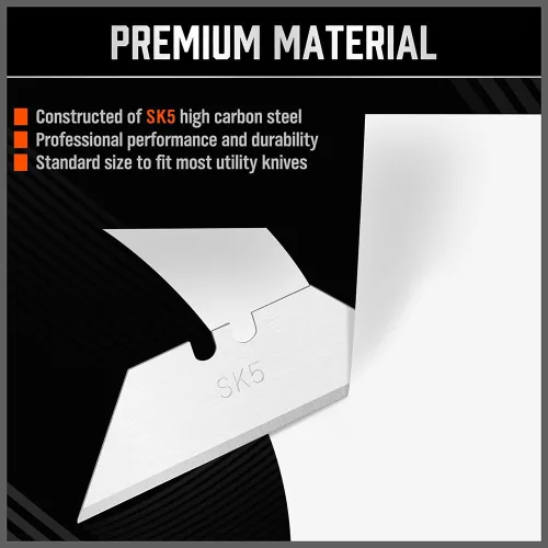Miniatura 2 de HORUSDY Paquete de 100 cuchillas para cuchillos utilitarios, reemplazo de cuchillas para cortador de caja con dispensador, acero al carbono SK5