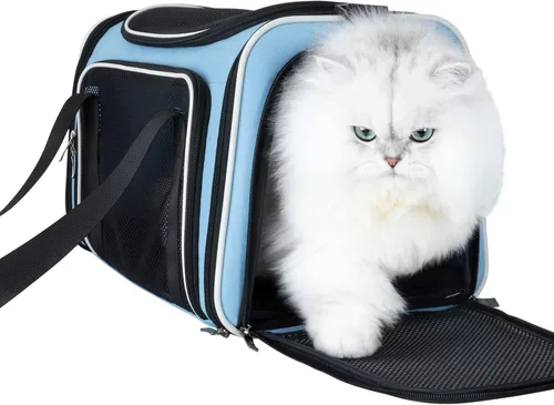 Miniatura 13 de Transportador suave para gatos medianos y perros pequeños con cama acogedora, 3 puertas, entrada superior, aprobado por aerolíneas, a prueba de Menta
