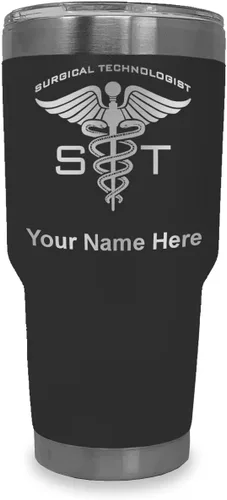 Miniatura 30 de LaserGram Vaso aislado al vacío de 20 onzas, ST Surgical Technologist, grabado personalizado incluido (gris)