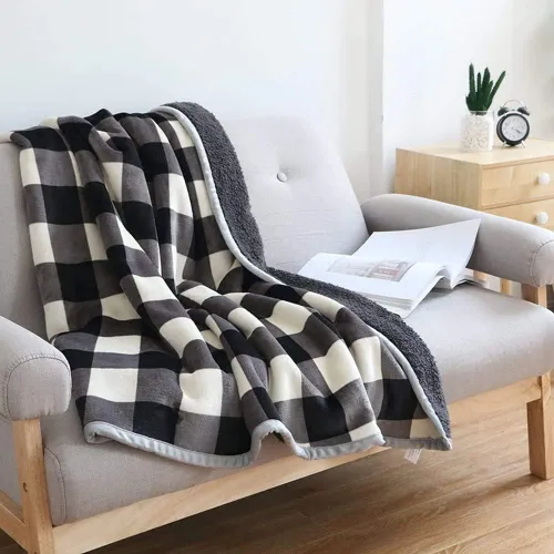 Miniatura 12 de UKELER - Manta Boho Sherpa 60" x 50" - Mantas de franela suaves y esponjosas para cama/sofá/oficina/camping A-bohemio