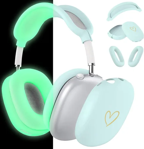 Miniatura 20 de Funda para AirPods Max, silicona suave antiarañazos con patrón de corazón dorado para auriculares Apple AirPods Max (negro)