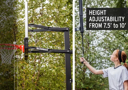 Miniatura 5 de Silverback Sistema de baloncesto anclado al piso, de 54", con tablero de vidrio templado