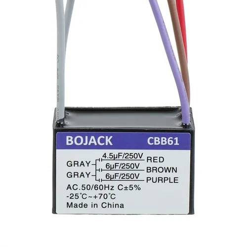 Miniatura 5 de BOJACK CBB61 4.5uF+5uF+6uF 250V AC Ventilador de techo Condensador de arranque para compatible con Harbor Breeze & New Tech 4 Wire