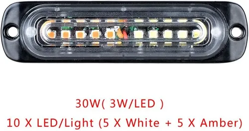 Miniatura 4 de CORP 100X ámbar blanco 10-LED emergencia faro advertencia peligro flash intermitente luz estroboscópica coche camión remolque 12 V 24 V