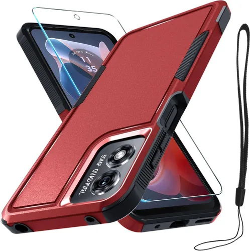 Miniatura 22 de Funda compatible con Moto G 5G 2024, cuerpo completo, resistente, resistente, a prueba de golpes, con correa de cordón, protector de pantalla
