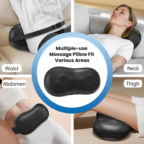 Miniatura 5 de Almohada de masaje ajustable para cuello y hombros con correa mágica, motor de cobre de alta potencia, control manual y masajeador de espalda