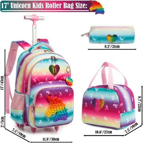 Miniatura 2 de Egchescebo Mochila con ruedas para niñas con ruedas para niños y niñas, mochila con ruedas