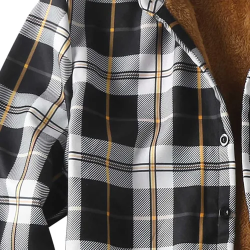 Miniatura 13 de Camisas casuales de franela de manga larga con botones y ajuste regular para hombre para otoño e invierno con forro polar