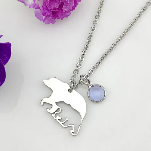 Miniatura 5 de YOUFENG Collar para mamá o madre con colgante de oso de 12 meses para mujeres y niñas, Cristal, circonita