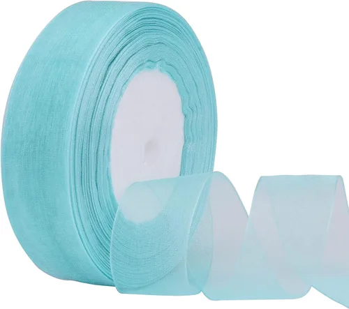 Miniatura 7 de Hapeper Cinta de gasa de organza transparente de 1 pulgada, 50 yardas/rollo (negro)