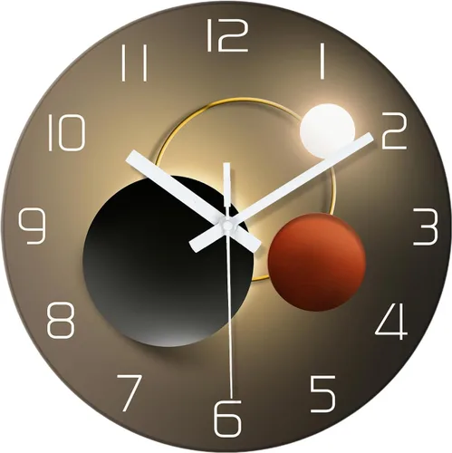 XNM Reloj de pared con pilas de 12 pulgadas, reloj redondo negro y dorado para decoración de dormitorio y sala de estar, reloj analógico silencioso