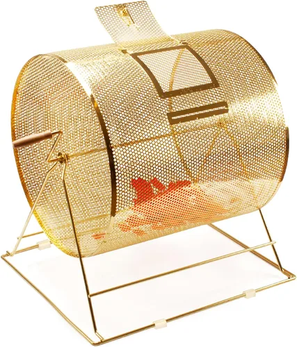 GSE Games & Sports Expert Brass Raffle Ticket Drum, Gold Spinning Raffle Cage, Lottery Drawing Box for Raffles, Giveaways, Fundraisers, and Events