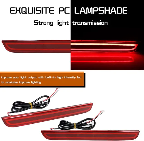 Miniatura 2 de Luces reflectoras LED rojas para parachoques y lente roja, compatible con Dodge Challenger 2015 2016 2017 2018 2019 luces traseras antiniebla