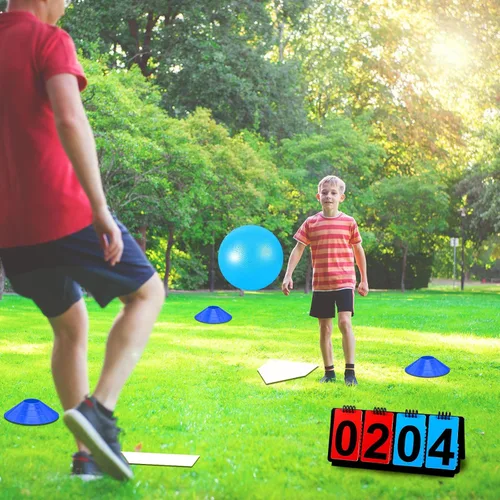 Miniatura 5 de Jenaai Juego de Kickball Deportivo de 18 Piezas Incluye Pelota de Patio de Juegos 5 Bases de Goma Plegables Bomba de Pelota Marcador Bolsa de Red 10