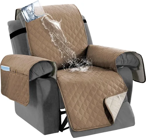 Miniatura 24 de H.VERSAILTEX Funda de sofá reclinable 100% impermeable con bolsillo para 2 asientos, antideslizante, suave, lavable, protector de muebles