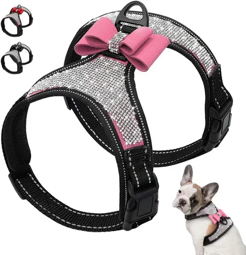 Miniatura 7 de Arnés de perro Beirui con strass - Chaleco reflectante brillante de nylon para perros con lazo brillante para perros pequeños, medianos y grandes
