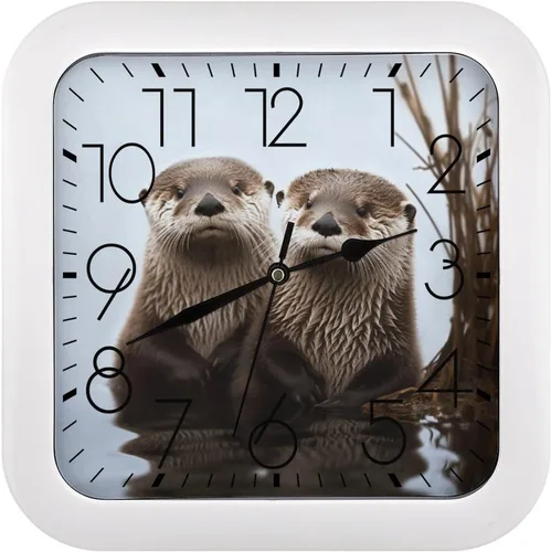 Miniatura 21 de 10" Square Modern Wall Clock,Americana Flag Deer Print Kitchen Clocks Wall Battery Operated,Silent Non Ticking Unique Funny Cute Wall Clock for