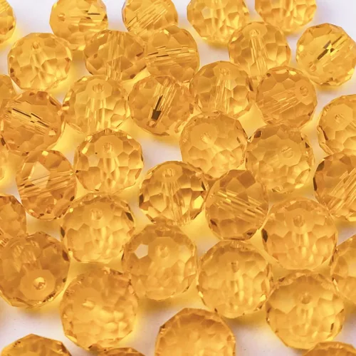 Miniatura 13 de 50 piezas de cuentas de cristal facetadas de 10 mm con orificio para pulseras, collares, aretes, joyería DIY, manualidades (Amarillo Dorado)