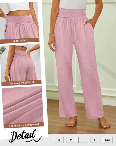 Miniatura 5 de Neer - Conjunto de 3 pantalones de yoga de pierna ancha para mujer - Pantalones deportivos cómodos, holgados, de cintura alta y casuales