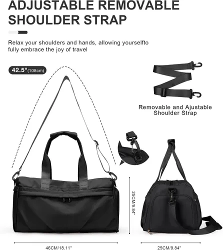 Miniatura 4 de Bolsa de gimnasio para mujeres y hombres con compartimento para zapatos, bolsa de lona deportiva, impermeable, para viajes, fin de semana, bolsa
