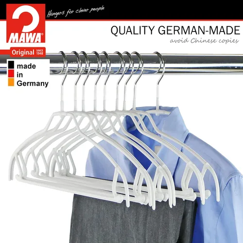 Miniatura 5 de Mawa by Reston Lloyd Silhouette - Percha de camisa antideslizante que ahorra espacio con barra para pantalones y ganchos para falda, estilo 42/FTU