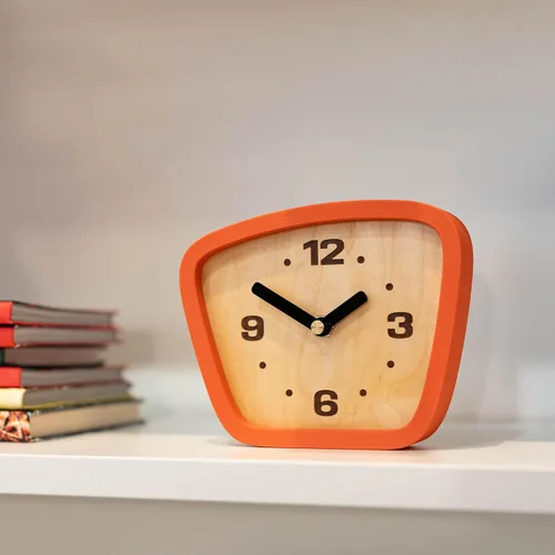 Miniatura 5 de Reloj moderno de mediados de siglo hecho a mano, movimiento silencioso para escritorio, mesa y repisa, decoración analógica MCM sin tictac
