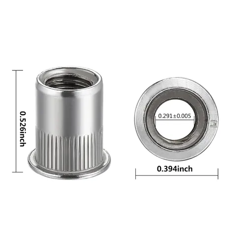 Miniatura 2 de Wensilon 100 piezas Tuerca de remache M8 métrica de acero inoxidable 304 con cuerpo moleteado y cabeza plana Plateado